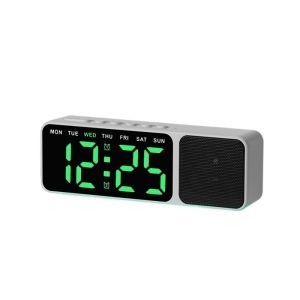 OOC Dual Alarms LED Digital Alarm Clock Ambient Lighting Time / Week / Date Display Electronic Table Clock Modern Design Wood- Imitation Bluetooth Speaker with Clock Bedroom Use