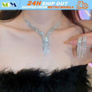 Long Tassel Earrings for Women Korean Crystal Leaf Drop Earring Girls Accessories Statement Gold Color Brincos Jewelry Gifts Luxury Rhinestone Water Droplets Tassel Necklace Earrings for Women Elegant Fashion Temperament Wedding Brides Jewelry Set