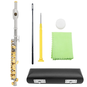 C Key Half-size Flute Professional Bakelite Silver Color Key Portable Piccolo for Beginner and Intermediate Players