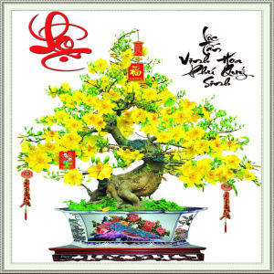 Tranh gạch 3d hoa mai vàng - XCZ33