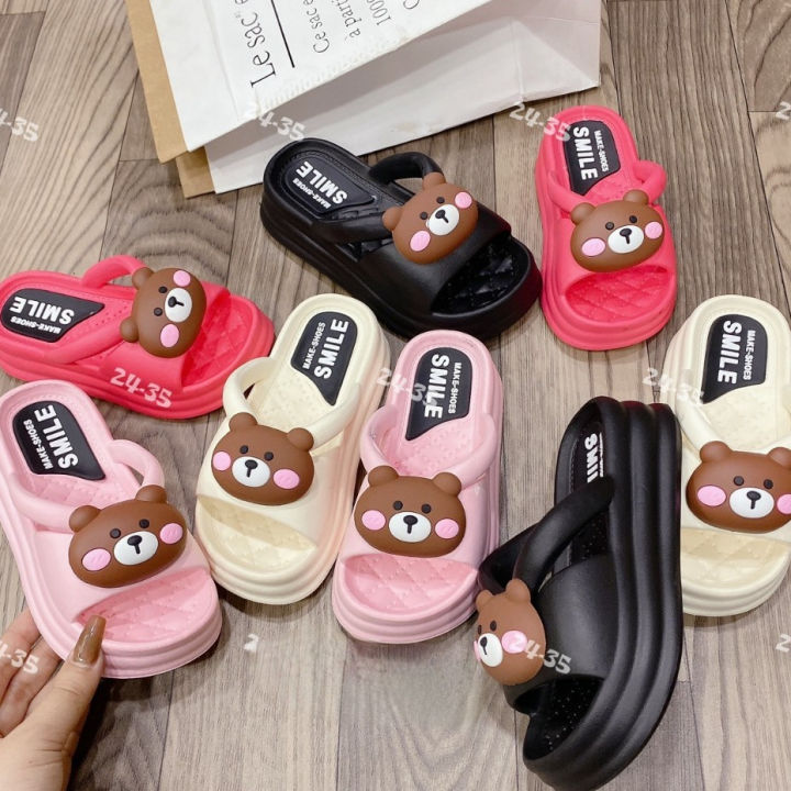 SIZE TO Dép bánh mì hình gấu nâu cho bé gái đế cao siêu nhẹ cho bé quai ...