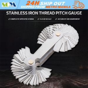 58pcs Stainless Steel Thread Gauge Metric and Imperial 55 60 Degree SAE Precision Screw Thread Pitch Gauge Size Tool