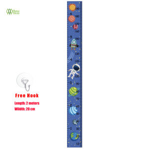 【Free Hook Provided】threetrees 2MX0.2M Growth Height Chart Handing Ruler For Kids Kids Height Measure Ruller Wall Decor Canvas Material Removable Stylish Minimalist Design