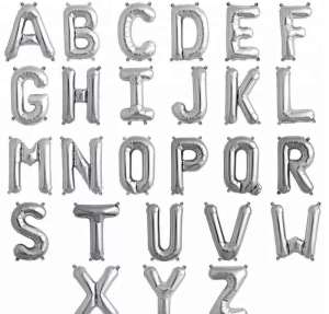 SILVER color DIY letter balloon size 16 inches