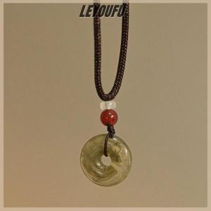 LEYOUFU Chinese Style Fashion Retro Braided Rope Necklace Butterfly Flower Moon Safety Lock Pendant Necklace For Women Vintage Jewelry