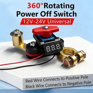 LUZMAR 360° Rotatable Car Battery Disconnect Switch Brass Anti-Leakage Battery Switch Battery Isolator High Power Battery Disconnect Switch Car Battery Protection