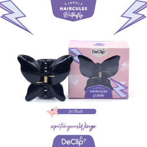 DeClip Jedai Butterfly Haircules Jepit Kupu Gigi 4 Ukuran 45cm Warna Jet Black