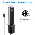 Kungfuking Pop Up Outlet Socket Recessed Retractable Power Strip Charging Station with 3 US Plug and 2 USB Ports for Kitchen Counter Island Conference Office, Black. 