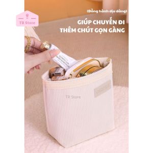 Túi Mỹ Phẩm Nhung Tăm Phong Cách Hàn Quốc - Mềm Mại Cỡ Lớn Đa Năng