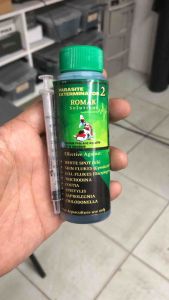 ROMAK 2 PARASITE EXTERMINATOR WHITE SPOT/ICH/SCALE FLUKES/GILL FLUKES TREATMENT FOR PET FISH AND AQUACULTURE 100ML