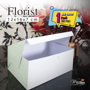 Kotak Kue 12x16x7 FLORIST Polos / Dus Murah / Kotak Snack / Dus Roti / Kue Basah / Jajanan Pasar / Dus Martabak Manis+ Telur/Dus Ayam Goreng+Bakar / Kue Lumpur / Risoles / Lumpia