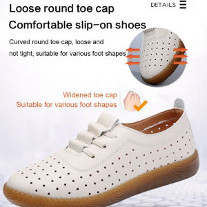 Soft Bottom Flat Single Shoes Fashion Trend Bean Shoes Mom Shoes Ladies Hollow Out Single Shoes