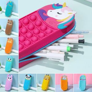 MEMGOUO Silicone Pencil Case Large Capacity Kawaii Design Stationery Box Multifunctional Zipper Closure Pencil Box Student Stationery