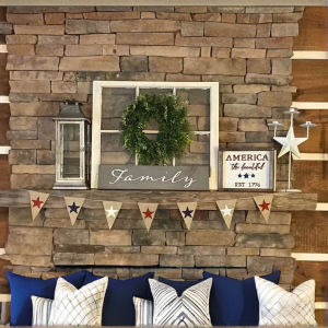 Exclusive Supply Felt red white and blue star flag party flag Independence Day living room decoration festive decorations garland