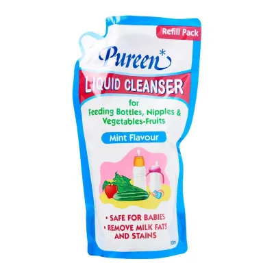 Pureen Liquid Cleanser For Feeding Bottle Nipples And Vegetables Refill Pack Mint Flavour