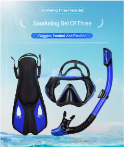 Snorkeling three-piece set essential HD breathing mask fins outdoor large frame diving goggles snorkeling set