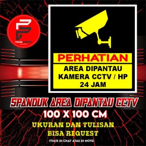 Banner Area Dipantau CCTV / Spanduk CCTV / Banner Kustom 1 x 1 m