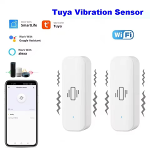 Tuya Smart Life Vibration Sensor WiFi Tuya Sensor Monitor App Control Security Protection  Sensor Motion ShockAlarm