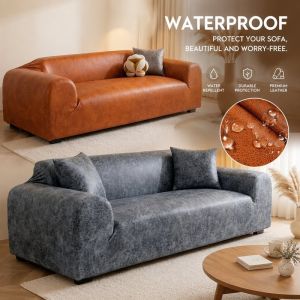 Sofa Cover Leather Waterproof Cat Proof Non Slip Easy Clean Protector For 1 2 3 4 Seater