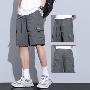 Mens American design loose large size thin sports casual ice silk shorts workwear five-point American shorts