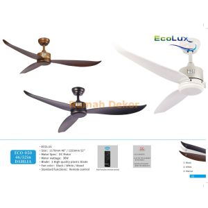 Kipas Plafon Ecolux DAHLIA 46 / 52 Inch – Angin Kencang Super Sunyi Motor Full Tembaga