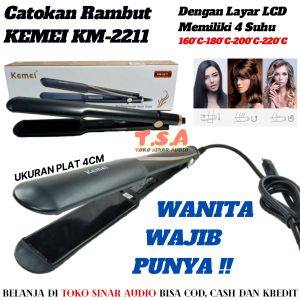 Alat Pelurus Rambut Catokan Rambut Infrared Layar LCD Kemei KM-2212 / KM-2211 Temperatur Suhu 4 Control 50W Rambut Lebih Cepat Lurus Berkilau- Bisa COD