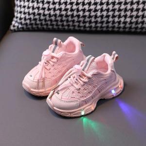 SHUNAICHI Light Girl Pink Childrens Sports Shoes 1-6 Years Old Baby Boy tennis Shoes 2023 Autumn New Kids Casual Shoes LED Sole G09142