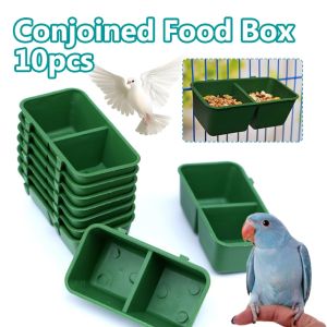 Green Conjoined Bird Plastic Feeder Double Bowl Bird Feeder for Philippine Poultry Pigeons Parrots and More