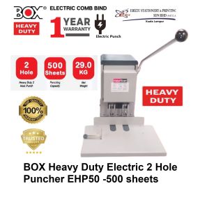 BOX Heavy Duty Electric 2 Hole Puncher EHP50 -500 sheets Electric Puncher (penumbuk puncher paper heavy duty puncher)