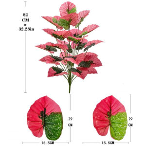 Artificial Caladium Leaf Silk Plant Faux Foliage Bendable Weighted UV Resistant Vase Decor Balcony