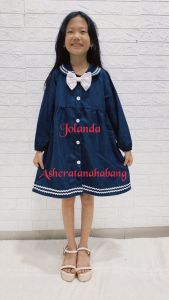 JOLANDA TUNIK ANAK PITA KRAH KANCING UMUR 4 - 16 TAHUN BAHAN BABY CODORAY FREEONGKIR CASHBACK BISA COD