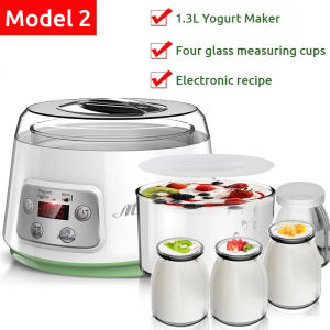 3 In 1 Yogurt Maker Full Automatic Multifunction Yogurt Rice Wine Natto Machine With 4 Glass Jars Household DIY Yogurt Tools Kitchen Appliances Constant Temperature Timing 1.3L Mori