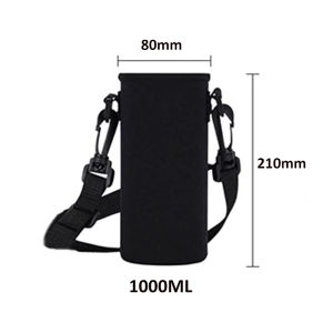 420ml-1500ml Water Bottle Holder Insulated Bag with Travel Strap/ Black Insulated Bottle Carrier Bag Camping Accessories