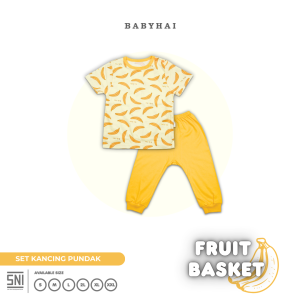 BABY HAI Fruit Basket - Setelan Kancing Pundak Baju Pendek Celana Panjang Bayi
