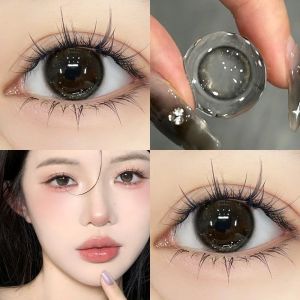 6 Months (Included) Colored Eyes with Power(1 Pair)Naturally Enlarge Your Eyes Hot Sale Big Eyesdoll Doll 买即送伴侣盒】黑皮蛋 14.0小直径半年抛自然水润透亮 眼镜