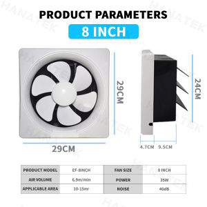 12/10/8 Inch Exhaust Fan Wall mounted Ventilation Strong Wind Quiet Kitchen Bathroom Office Louve Exhaust Fan