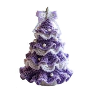 DIY Crochet Christmas Tree Kit – Handmade Holiday Decoration Set Beginner Christmas Kit Tree Bow Pearl Embellishment Christmas Party Crochet DecorationsStarter kit