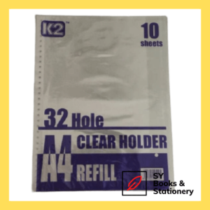 K2 Clear Holder A4 Refill - 10 pcs/pkt (32 holes PP) / Refill Clear Holder Saiz A4 (32 Holes)