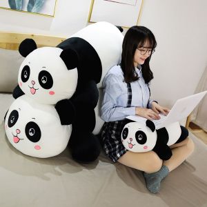 JOJO CASTLE 35/55/80/100cm New Lovely Lying Panda Doll Pillow Cartoon Animal Stuffed Toy Dolls for Girl Boys Baby Birthday Plushie Christmas Gift 熊猫娃娃