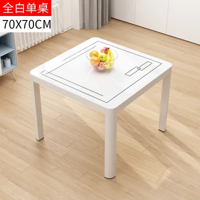 Simple square tempered glass dining table and chair household small-sized dining table snack bar square table