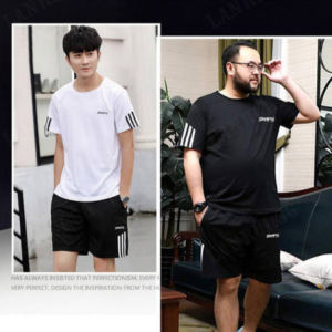 Lanrui Mens Sports Shorts and ShortSleeved Fitness Shirt Set