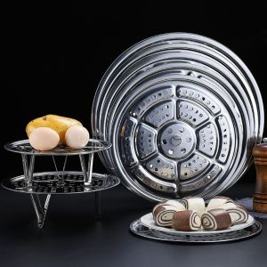 KEYOOL 16-34cm Kitchen Gadgets Steamer Round Compartment Boiler Steaming Plate Durable Stainless Steel Cooking Tray