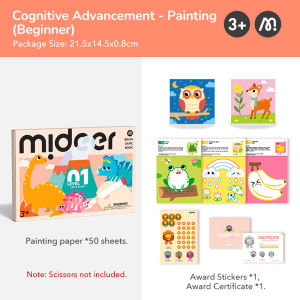 MiDeer Origami Lets Cut Paper Lets Play with Sticker Level up Brain Gamebook For Preschool Children Age 3 to 5