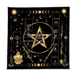 Họa tiết ngôi sao đọc sách Chiêm Tinh Khăn trải bàn bàn thờ vải vuông divinations Khăn trải bàn witchcrafts boong vải