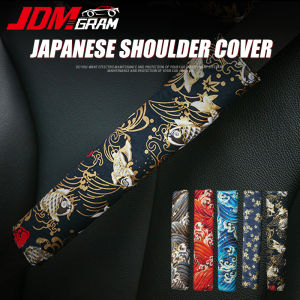 JDMGRAM 2pcs JDM Car Seat Belt Cover Japanese Style Universal Shoulder Pad Safety Protector Breathable Auto Decoration Interior Accessories