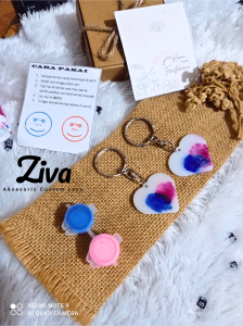 (ISI 2 PCS ) GANTUNGAN KUNCI SIDIK JARI COUPLE MEWARNAI COUPLE