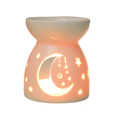 UMBRAULI Hollow Design Ceramic Aromatherapy Stove Creative Romantic Candle Essential Oil Burner Simple Minimalistic Star Moon Incense Burner Home Decor