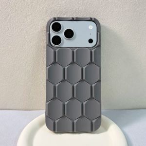 Fashion Honeycomb Building Blocks Phone Case For iPhone 17 16 15 14 13 12 Pro Max Solid Color Shockproof Matte Bumper Cover Capa