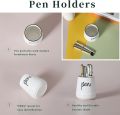 LEEOTYI Ceramic Farmhouse Pen Holder for Desk, Pencil Organizer 16 oz (White). 