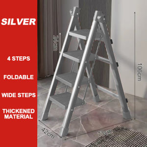 YOWXII Durable Aluminum Telescopic Ladder 1.3M/1.7M 3-Part/4-Step Lightweight Stable Easy Carry - Domestic/Industrial Use